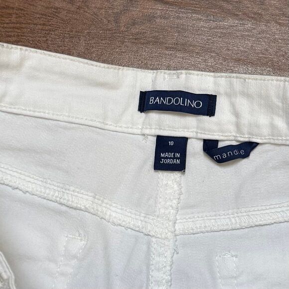 Bandolino Mandie White Stretch Denim High-Rise Straight Leg Cropped Jeans Sz 10 - Picture 2 of 8
